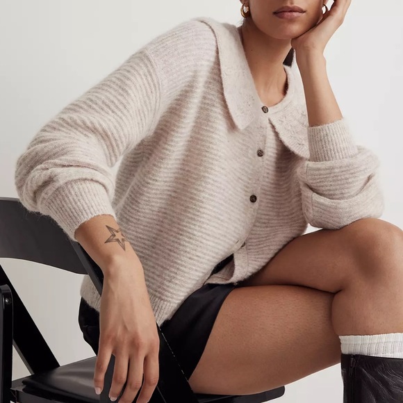 Madewell Sweaters - Madewell Pointelle-Collar Cardigan Sweater
